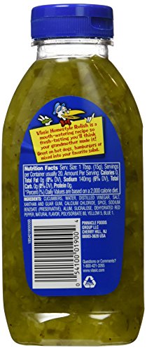 Vlasic Squeezeable Homestyle Pickle Relish, Sweet, No Sugar Added, Keto Friendly, 9 Ounce (Pack of 8)