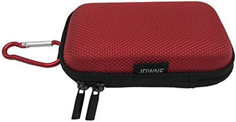 JDWNF Headphone Carrying Cases with Free Carabiner, Durable Earphone Cases Earbuds Pouch bags for USB Cable, Bluetooth Headset, Airpods, Memory Cards, U Disk, MP3 Player, Keys, Coins (Red)