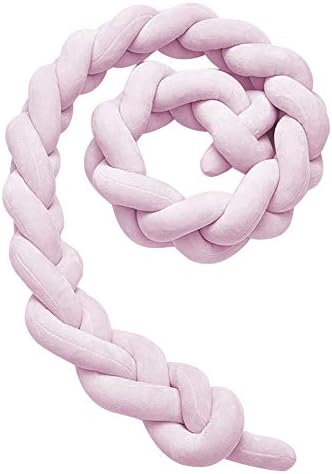 Henreal Baby Cot Bed Stop Knotted Twisted Plush Nursery Decoration Cot Gift Mattress Bed Sleep Bumper pink3