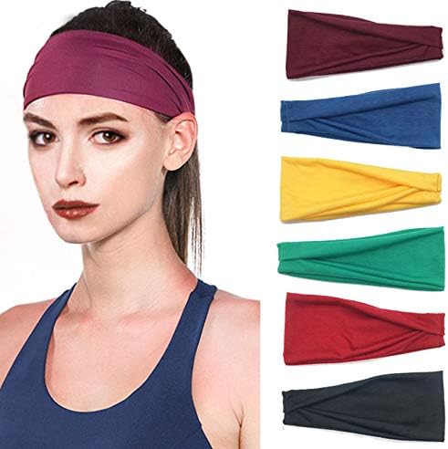 6 Pack Set Women's Yoga Running Headbands Sports Workout Hair Bands
