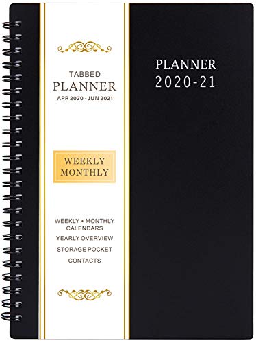 2020-2021 Planner - Academic Weekly & Monthly Planner, 6.25" x 8.3", Apr 2020-Jun 2021, Flexible Cover,15 Monthly Tabs, 21 Notes Pages, Twin-Wire Binding with Two-Sided Inner Pocket