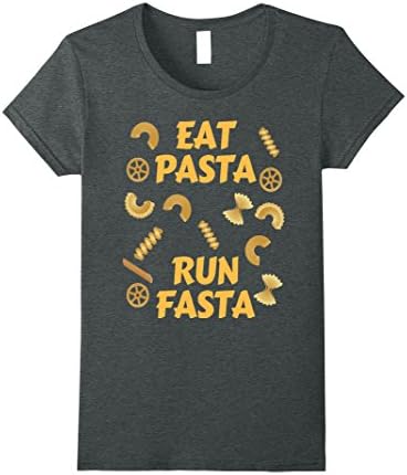 Womens Eat Pasta Run Fasta Runner Carb Load Carbohydrate T Shirt  Small Dark Heather