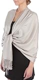 Sakkas Large Soft Silky Pashmina Shawl Wrap Scarf Stole in Solid Colors- Silver Grey