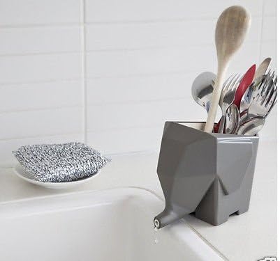 Gray Jumbo Cutlery Drainer Elephant Kitchen Bathroom Dish Holder Rack By Peleg Design