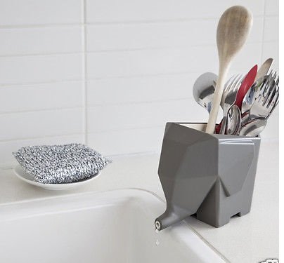 Gray Jumbo Cutlery Drainer Elephant Kitchen Bathroom Dish Holder Rack By Peleg Design