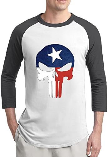 Men 3/4 Sleeve Punisher Skull Texas Flag Raglan Shirts Printed Baseball Jerseys