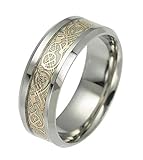 Celtic Dragon Rings For Men Women Stainless Steel Luminous Glow Glow Wedding Band Silver Golden Jewelry