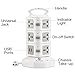 Anmire Vertical Power Strip Multi-sockets 11 Outlets and 2 USB, 2500W, 110-250 Worldwide Voltage Tower Power Socket Universal Jack Outlets with 6.5 Feet Cord for Home and Office