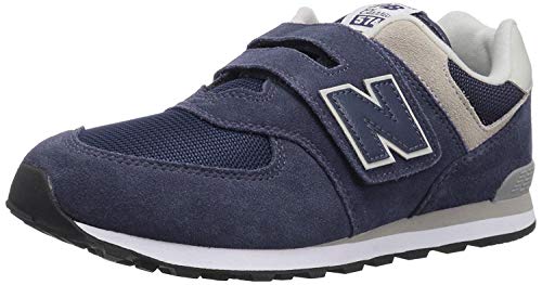 New Balance Boys 574v1 Hook and Loop Sneaker, Navy/Grey, 1 W US Toddler (1-4 Years)