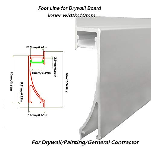 Hanks 71X16mm LED Drywall Aluminum Channel,Recessed Wall Channel to Replace Wall Foot Line for 10mm Strip Light (10x1m（DP-7116）) - Thumbnail 6