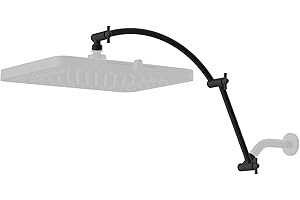 Hibbent All Metal 20'' Shower Head Extension Arm, Brass Flexible Height & Angle Adjustable Shower Arm Extender with Lock Join
