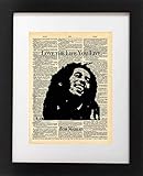 Bob Marley Art - Live the Life You Live Quote - Vintage Dictionary Print 8x10 inch Home Vintage Art Abstract Prints Wall Art for Home Decor Wall Decorations For Living Room Bedroom Ready-to-Frame