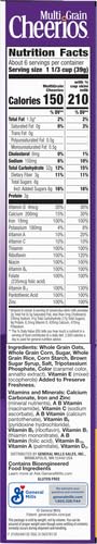 MULTI GRAIN CHEERIOS, HEART HEALTHY BREAKFAST CEREAL, GLUTEN FREE, 9 OZ