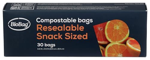 BioBag 100% Certified Compostable Resealable Snack Bags, 360 Count, Perfect for…
