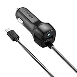 iPhone Car Charger, OoRange Lightning Coiled Car Charger Extra 2.1A USB Port For iPhone 6 Plus, iPhone Se 5, 5S, iPhone 7 Plus (Black)