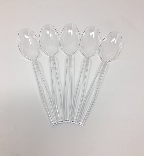 Fineline Settings 500-Piece Extra Heavy Cutlery Teaspoons, Clear. 5x 100 Packs (Packaging Design May Vary)