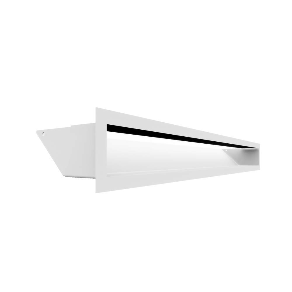 KRATKI Ventilation Grille Air | Warm Air Grille 9 x 80 cm | White | Exhaust Air Grille for Fireplace Ventilation | Air Intake at an Angle of 45 Degrees | Overheat Resistant | Ideal for Modern