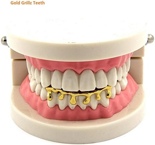 MeMo Toys Grillz Teeth Hoop for Kids Women Men Hip Hop Rapper Mouth Decoration (Gold)