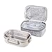 Lille Home 22oz Stainless Steel Leakproof Lunch Box, Insulated Bento Box/Food Container with Insulated Lunch Bag, Durable Handles and Lid, Adults, Men, Women (Gray)
