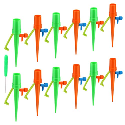 Tearcam Plant Self Watering Spikes Devices, Automatic Plant Irrigation Garden Plant Watering System with Slow Release Control for Indoor & Outdoor Drip, 12 PCS Suitable for All Bottles