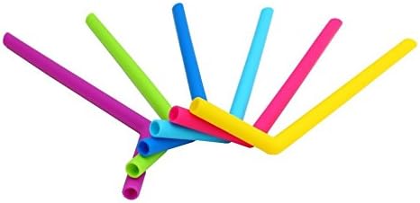 Silicone Straws, Safe for Kids &amp; Adults,Extra long Flexible Straws with Cleaning Brushes, Color Random,3 Pieces Straws and 1 Cleaning Brushes