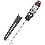 Meat Thermometer, totobay Food Thermometer Instant Read Thermometer Cooking Thermometer with Long Probe for Kitchen Cooking BBQ Grill Smoker Meat Fry Food Milk Yogurt (Black)