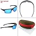Siren Mens Polarized Sports Sunglasses & Case - Mirror Blue Lens on Black Blue Frame
