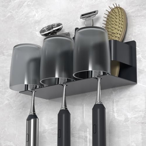 Support pour brosses à dents, brosse électrique, aluminium spatial, couleur gris, sans perçage