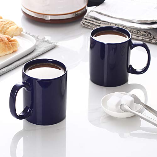 Y YHY Porcelain Coffee Mugs, 12 Ounces Mug Set for Coffee, Tea, Cocoa or DIY, Set of 6, Navy Blue