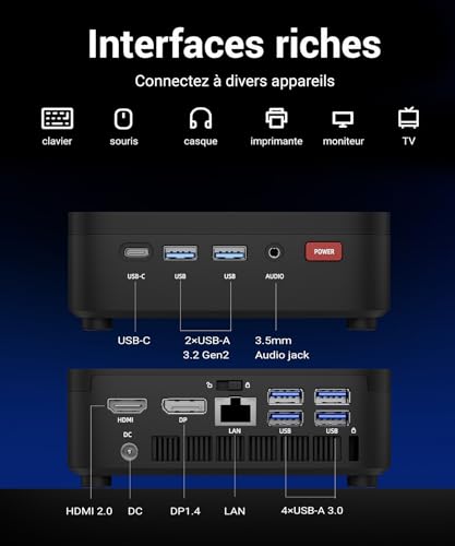 FIREBAT Mini PC R3, AMD Ryzen 3 4300U, 16Go LPDDR4 RAM 512Go SSD, Triple Affichage 4K, WiFi 6 Bluetooth 5.2, Ordinateur Compact Silencieux Extensible pour Bureau Domestique