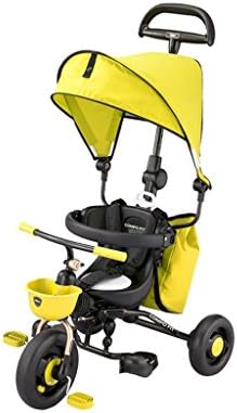 Baby Stroller- Children's Folding Tricycle Cart with Awning Bike Multifunctional Baby Carriage (Color : Yellow)