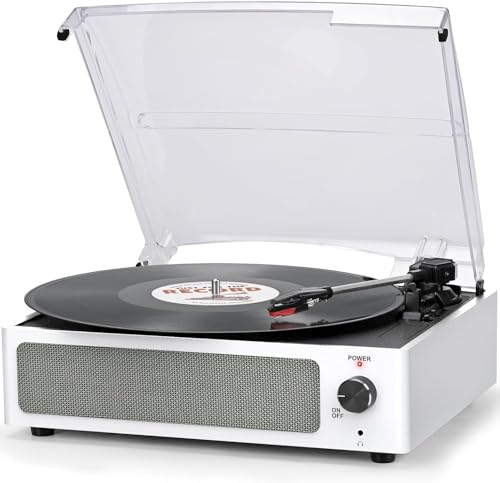 Trynnay Plattenspieler mit Lautsprecher Vinyl Schallplattenspieler Wireless LP Phonograph mit Eingebauten Stereo-Lautsprechern 3-Gang-Riemenantrieb Pl