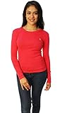 Ralph Lauren Women Crewneck Ribbed Cotton Long Sleeve Tee