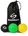 Starwood Sports Massage Ball Set - 6 cm Lacrosse Ball, 7 cm Very Firm Spiky, 7 cm Medium Firm Spiky + Carry Bag