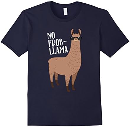 Mens No Problem No Prob Llama Funny Llama Graphic T-Shirt Large Navy