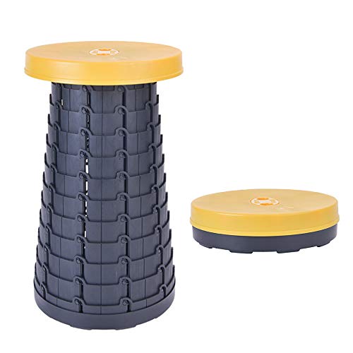 Heartbeat Retractable Folding Stools Sturdy Portable Lightweight Plastic Stool, Holds up 330 Lbs, Outdoor Travel Camping Fishing Garden Folding Stool (Yellow)