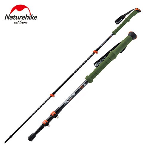 Naturehike Carbon Fiber Hiking Cane Walking Stick Trekking Pole Alpenstock For Ultra-light Adjustable 1PCS 3 Section 2 Color (Green)