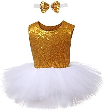 Girls Sequin Tutu Dress Unicorn Tutus Tulle Party Dress with Bow Tie (Black/White/Pink/Rainbow Skirt Suit)