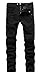 Men's Black Biker Jeans Slim Straight Stretch Skinny Fit Moto Denim Jeans,W32,Black