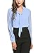 ACEVOG Chiffon Blouses Womens Long Sleeve Collared Work Blouse with Tie Light Blue Medium