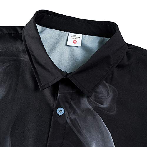 RAISEVERN Black Hawaiian Shirt Short Sleeve Tshirts 3D Cool Skull Prints Ugly Aloha Button Blouse Summer Vacation Party Beachwear Holiday Clothes L