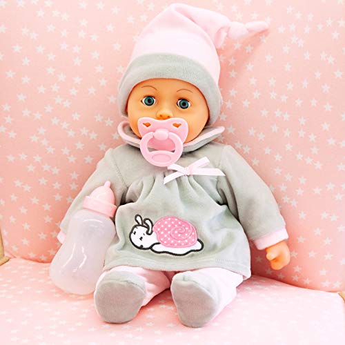 Bayer Design 93824BC Babypuppe First Words mit Schlafaugen, 24 Babylaute, 38 cm – Bild 4