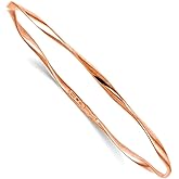 JewelryWeb 10k Rose Gold Twisted Slip on Polished Slip-on Bangle Bracelet 7 Inch 9.5mm Wide Cuff Bracelet for Women