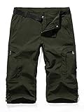 Aiegernle Women’s Quick Dry Cargo Shorts,Outdoor Casual Straight Leg Knee Capri Long Shorts for Hiking Camping Travel