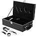 MyGift 2 Bottle Modern Black Top Handle Travel Wine Carrier Case with 4 Piece Wine Accessory Set