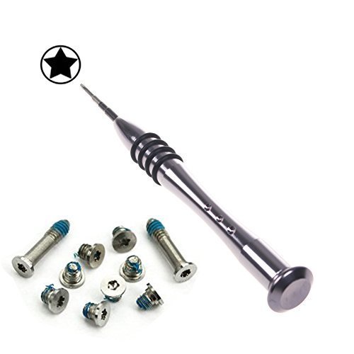 BCP Set of 10pcs Repair Replacement Screw+1pcs 5 point Pentalobe Screwdriver for Unibody Apple Macbook Air 13-Inch A1369, MC503, MC504 Bottom Case