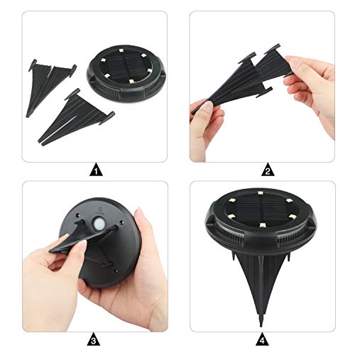 Gartenbeleuchtung Solar 4 Stück LED Solar Bodenleuchte IP65 Wasserdichte Solarleuchten Garten mit 10 LED-Birnen Kaltweiß… – Bild 7