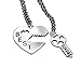 BeOneTwo Piece Best Friends Forever BFF Silver Heart Key Pendant Necklace Set Friendship Accessories