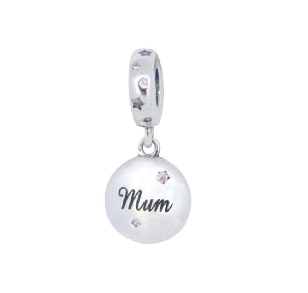FeatherWish Love Mum Star Charm 925 Sterling Silver Family Tree Dangle Pendant Charms Fits And Compatible With Pandora Bracelets Gift For Birthday Daughter Sister Wife Christmas (Mum)