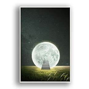 Framed Canvas Wall Art for Living Room, Bedroom Moon with Bright Canvas Prints for Modern Home Decoration Ready to Hang - 16"x24" inches